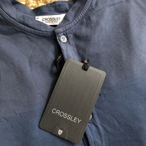 New w Tag: Crossley All Cotton Henley Shirt. Size Medium